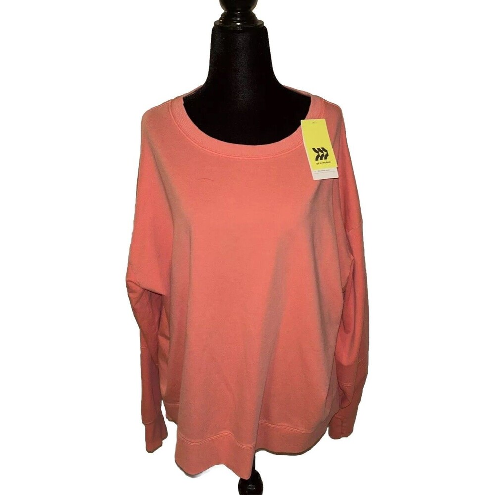 New With Tags All In Motion XXL Pink Long Sleeve Pullover Sweater
